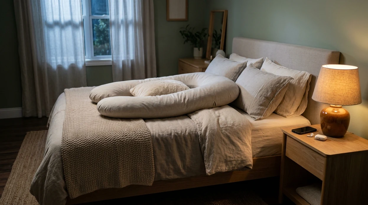 pregnancy bedtime meditation setup